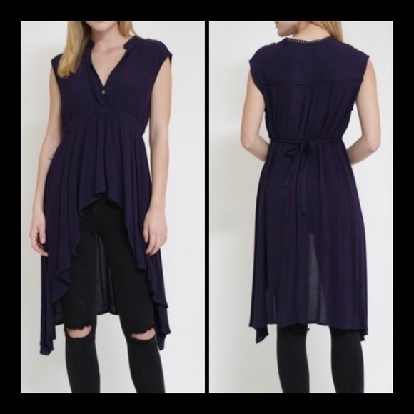 Hi-Low Tunic Top (Navy) - Picture 1 of 9